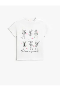 Koton Ballerina Printed T-Shirt Short Sleeved Crew Neck