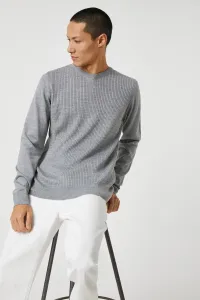 Koton Basic Pletený sveter s detailom pletenia, krk posádky
