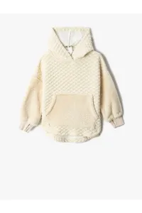 Koton Basic Plush Sweatshirt Quilted Hooded Kangaroo Pocket #5995881