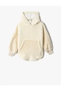Koton Basic Plush Sweatshirt Quilted Hooded Kangaroo Pocket #7872184