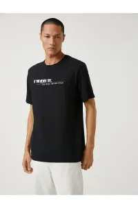 Koton Basic tričko so sloganom s potlačou Crew Neck Krátke rukávy