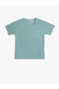 Koton Basic T-shirt with Short Sleeves, Crew Neck Pocket Detailed, Ribbed