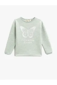 Koton Butterfly Printed Sweatshirt Crew Neck Long Sleeved