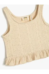 Koton Girls' Crochet Crop Top Sleeveless Round Neck Ruffle Detailed
