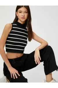 Koton Crop Athlete Stand Up Collar, Ribbed Patterned