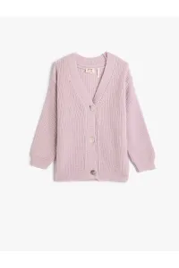 Koton Cardigan Knitwear Basic V-Neck With Buttons Off the Shoulder