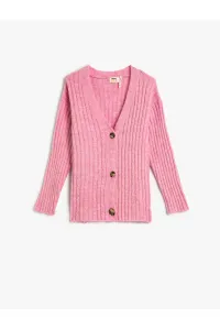 Koton Cardigan Knitwear Soft Textured V Neck Buttoned Long Sleeve