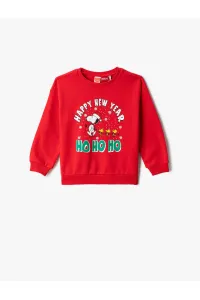 Koton Christmas Theme Snoopy Printed Licensed Sweatshirt With Long Sleeves, Crew Neck #8290515