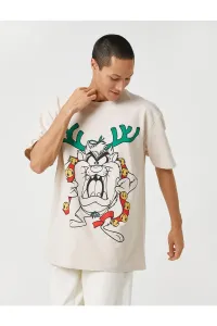 Koton Christmas Theme Tasmanian Devil Oversize T-Shirt, Crew Neck Licensed Print