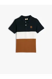 Koton Color Block Polo T-Shirt with Short Sleeves and Buttons. Cotton