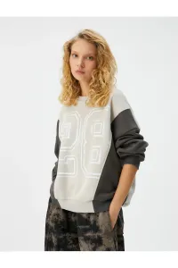 Koton Comfort Fit Sweatshirt Color Block Printed Marked Crew Neck Long Sleeve