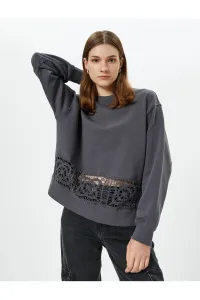 Koton Crew Neck Sweatshirt with Crochet Detail Regular Fit Cotton #8789980