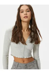 Koton Crop Hooded Cardigan Zipper Long Sleeve Slim Fit Camisole #9293275