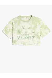Koton Crop Oversize T-Shirt Printed Cotton