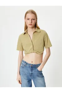 Koton Crop Shirt Short Sleeve Pocket Detailed