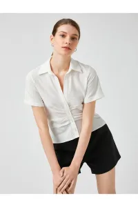 Koton Crop Shirt Short Sleeves Shirred Detail #4469199