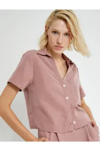 Koton Modal Blended Crop Shirt Short Sleeve Pocket