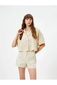 Koton Relaxed Fit Crop Short Sleeve Shirt Buttoned