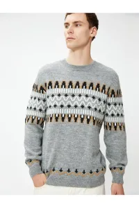 Koton Ethnic Patterned Knitwear Sweater Crew Neck Long Sleeved #7707435