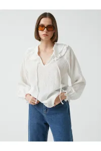 Koton Frilly Laced Judge Collar Long Sleeve Blouse