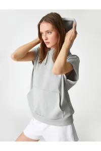 Koton Hooded Short Sleeve Sweatshirt Modal Blended Kangaroo Pocket