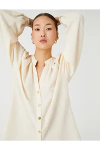 Koton Big Collar Shirt with Long Balloon Sleeves and Buttons