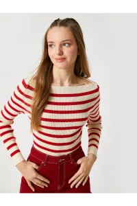 Koton Knitwear Sweater Boat Neck Long Sleeve Ribbed #5802049
