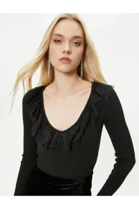 Koton Knitwear Sweater V Neck Lace Ribbed - Handmade Collection #8813463