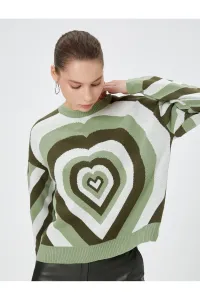 Koton úpletový sveter so srdcom viacfarebný crew krk s dlhým rukávom