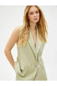 Koton Linen Vest Double Breasted Buttoned Pocket Detailed