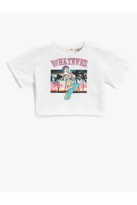 Koton Lola Bunny Printed Sequins Sequined Crop Licensed Short Sleeve T-Shirt Cotton