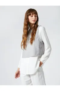 Koton Long-Sleeved Shirt with Two Piece Look, Crew Neck Viscose