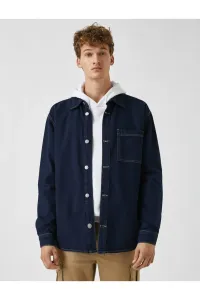 Koton Men's Indigo Jean Shirt Jacket Cotton