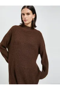 Koton Acrylic Cashmere Textured Oversize Half Turtleneck Sweater