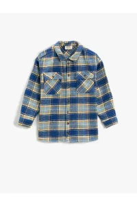 Koton Oversize Lumberjack Shirt with a flap and pockets, long sleeves and soft texture