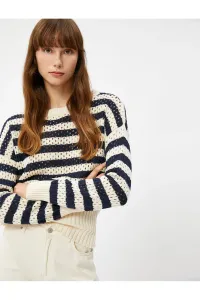 Koton Oversize sveter s prelamovaným pleteným výstrihom posádky dlhým rukávom #7842485