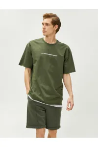 Koton Oversized T-Shirt with Slogan Print Crew Neck Cotton