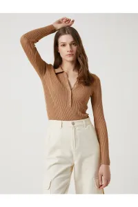 Koton Polo Neck Knitwear Sweater Ribbed Snap Fastener Slim Cut