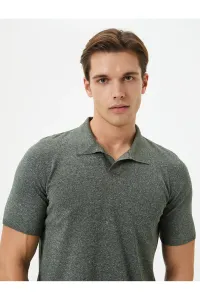 Koton Polo Neck Knitwear Sweater Slim Fit Short Sleeve Grayed