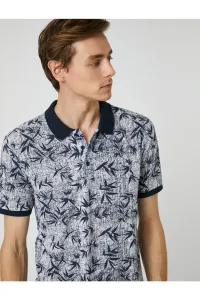 Koton Polo Neck T-Shirt Button Detailed Leaf Print #5861639