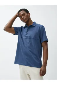 Koton Polo Neck T-shirt with Buttons Stitching Detail, Short Sleeves