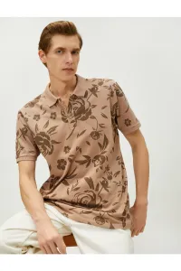 Koton Floral Slim-fit Polo T-Shirt, Short Sleeves with Buttons