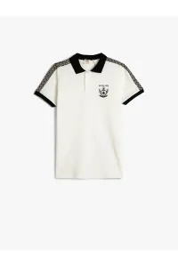 Koton Short Sleeve Polo T-Shirt with Buttons and Stripe Detail