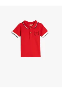 Koton Polo T-Shirt with Short Sleeves and Buttons with Crab Embroidered Detail