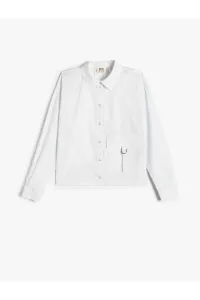 Koton Poplin Shirt Long Sleeve Pocket Detailed Snap Closure Cotton