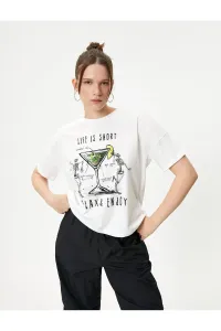 Koton Printed T-Shirt Comfort Fit Cotton Short Sleeve Crew Neck #9248304
