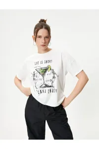Koton Printed T-Shirt Comfort Fit Cotton Short Sleeve Crew Neck #9248301