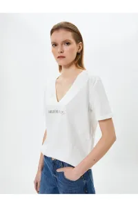 Koton Printed T-Shirt Short Sleeve V-Neck Cotton