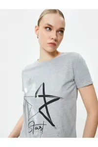 Koton Shiny Motto Printed T-Shirt Crew Neck Short Sleeve