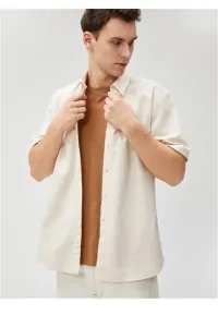 Koton 3sam60002hw 057 Beige Men's Cotton Woven Tops Shirt #6066094